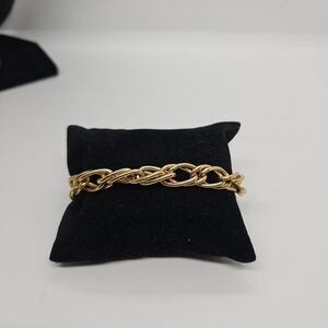 yellow gold tone chain bracelet with foldover clasp